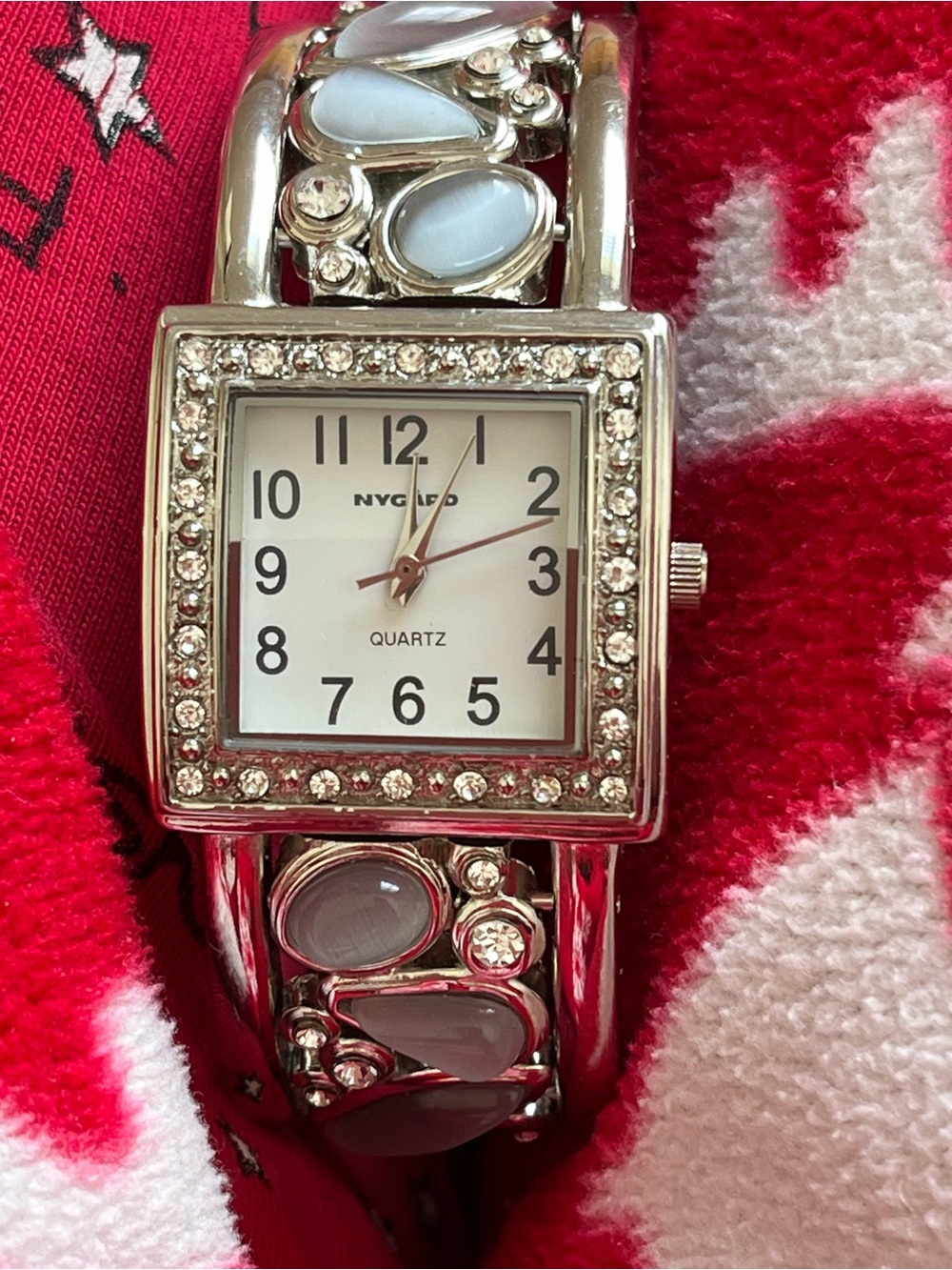 Peter Nygard Silver Bracelet Watch with Pale Blue Cabochons